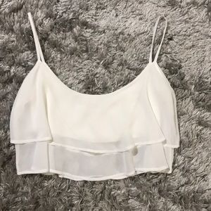 White ruffled crop top